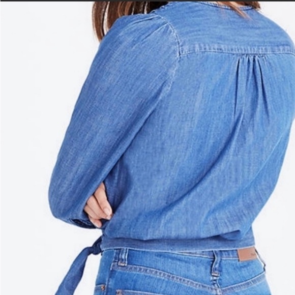 Madewell Chambray Denim lovely wrap top. - Picture 2 of 13